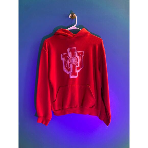 Vintage 90s Russell Athletic IU Indiana University Red Pullover Hoodie Small? - Picture 1 of 4